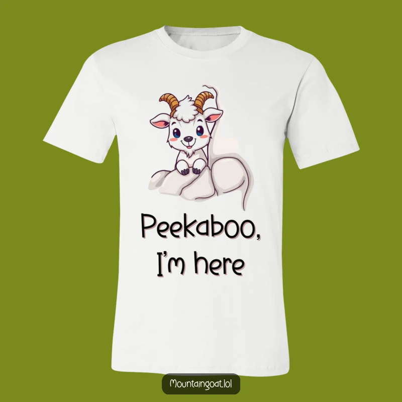 Funny Curious Goat Peeking T-Shirt - Humorous Outdoor Adventure Tee