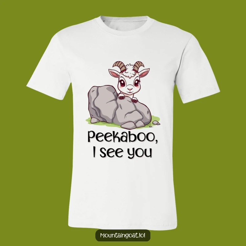 Funny Curious Mountain Goat T-Shirt: Hilarious Peek-a-Boo Graphic Tee, Perfect Adventure Gift