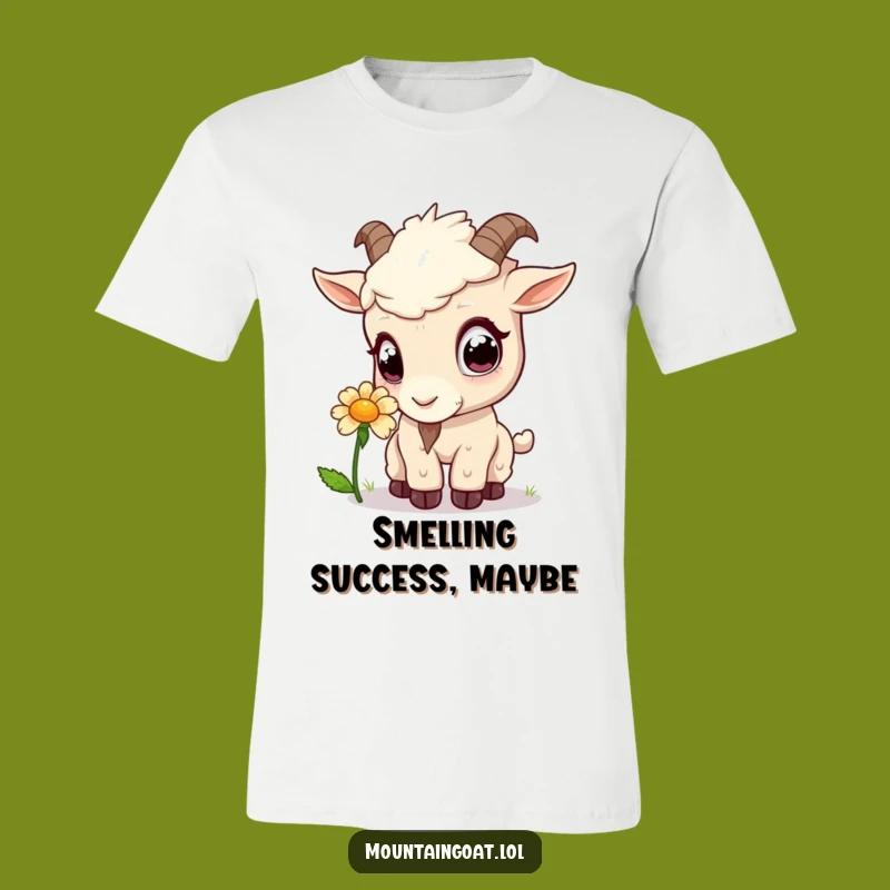Funny Kawaii Goat Flower Sniff T-Shirt - Adorable Nature Tee Gift