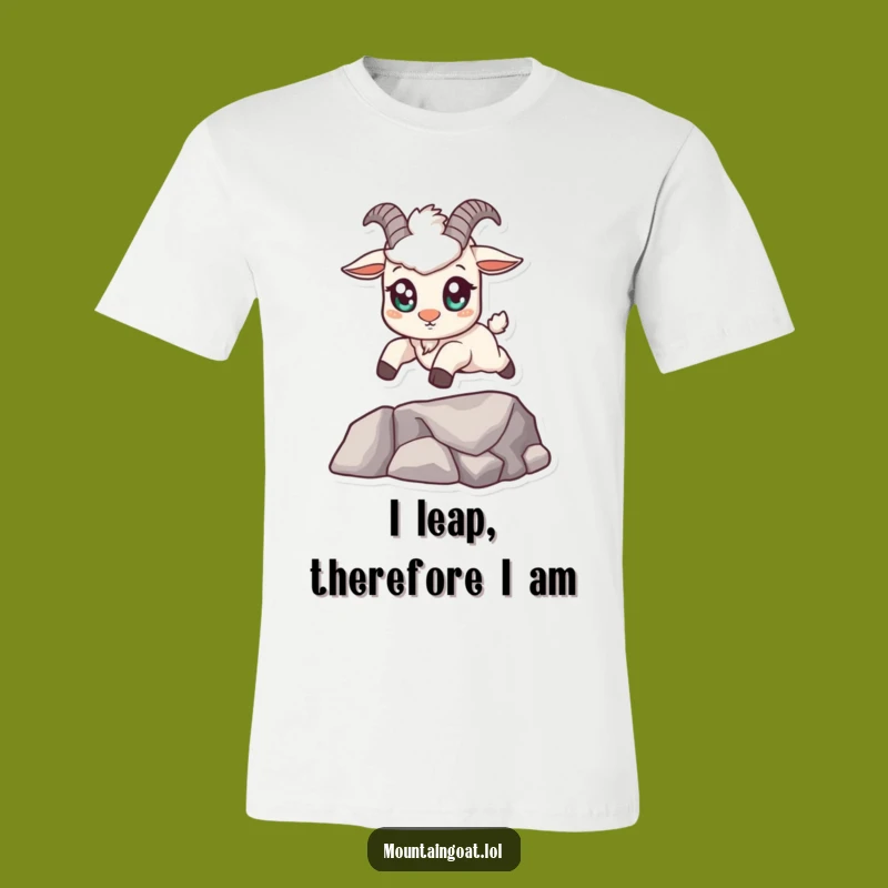 Funny Kawaii Mountain Goat Leaping T-Shirt - Cute Animal Tee for Hilarious Gift