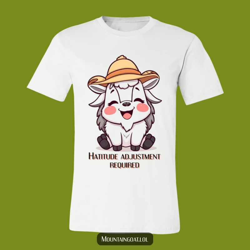 Funny Laughing Mountain Goat T-Shirt with Hat - Comical Apparel for Goat Fans
