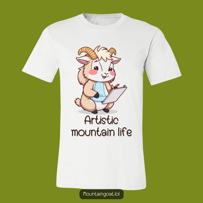 Funny Mountain Goat Artist T-Shirt - Creative Nature Sketching Apparel Gift