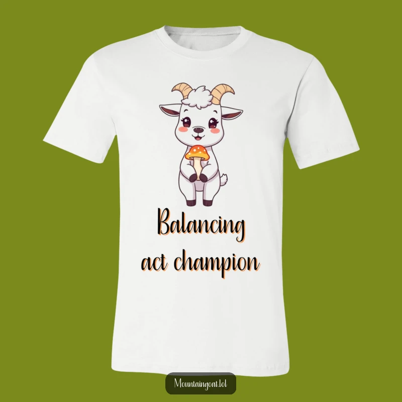 Funny Mountain Goat Mushroom Tee: Wearable Humor for Outdoor Enthusiasts!