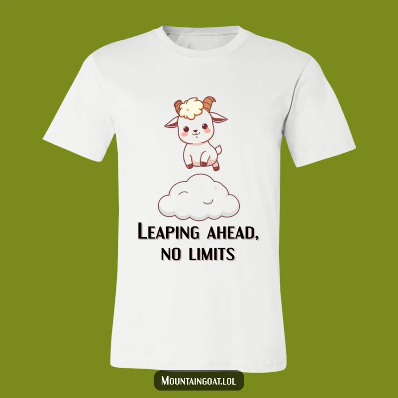 Funny Kawaii Mountain Goat Cloud Leap T-Shirt - Hilarious Goat Tee Gift