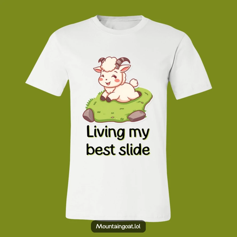 Funny Mountain Goat Sliding Tee: Thrill Seeker Adventure Shirt