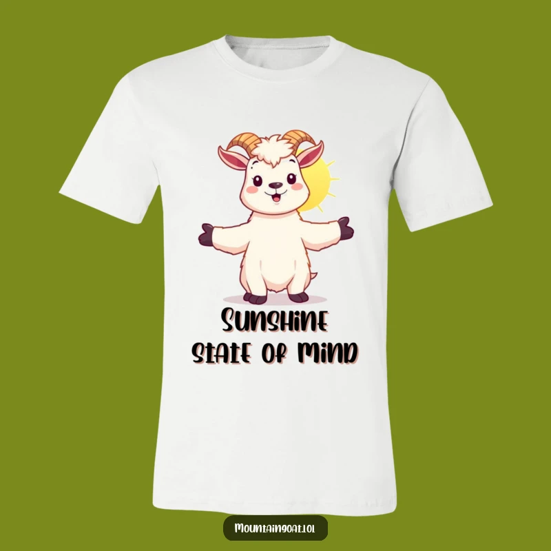 Funny Kawaii Goat T-Shirt: Embrace the Sun, Happy Casual Wear Funny Gift
