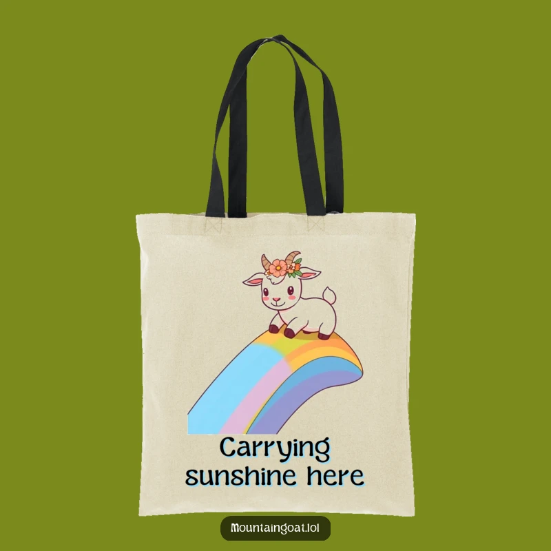 Funny Flower Crown Goat Tote Bag: Hilarious Rainbow Adventure Companion