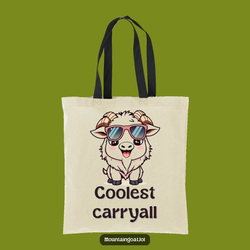 Funny Kawaii Goat Tote Bag - Adorable Sunglasses Mountain Goat Accessory for Daily Use