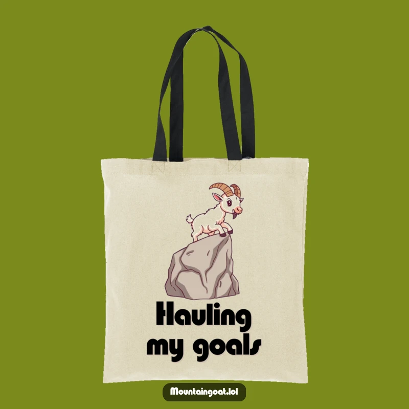 Funny Brave Mountain Goat Tote Bag - Determined Climber Tote - Travel Gift