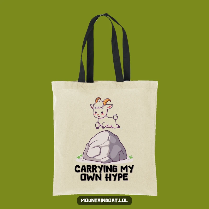 Funny Kawaii Mountain Goat Leap Tote Bag: Carry Humor Everywhere