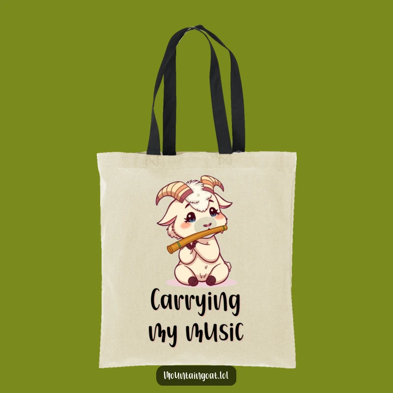 Funny Mountain Goat Flute Tote Bag: Carry Your Tunes in Style!