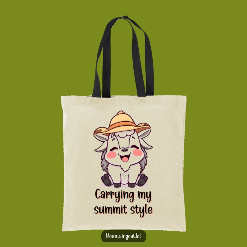 Funny Mountain Goat Tote Bag Laughing with Hat - Chic Accessory for Goat Lovers